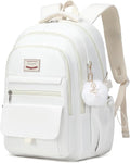 Laptop Backpack 15.6 Inch College Backpacks for Women, School Backpack for Girls,Students Aesthetic Anti Theft Travel Daypack Large Bookbags Middle High School Back Pack(Beige)