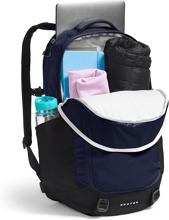 The North Face Router Everyday Laptop Backpack - Daypack, Water Repellent, Laptop Sleeve, Reflective Details, TNF Navy/TNF Black-NPF, One Size