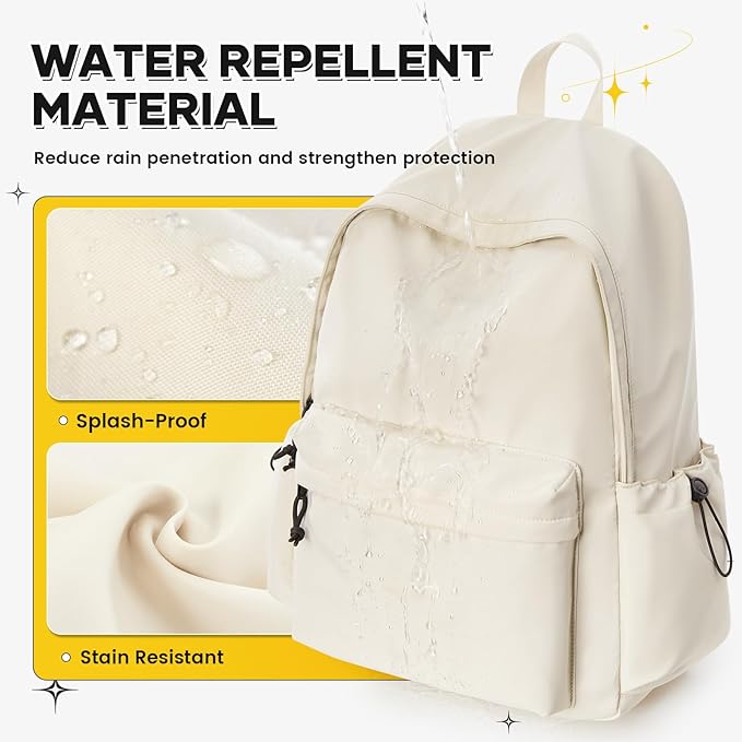 White Large Bookbags For Teen Girls Boys Waterproof College Backpack Middle School bags Lightweight Travel Rucksack Casual Daypack Laptop Backpacks For Men Women