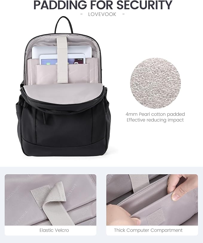 LOVEVOOK 5-Layer 17.3 Inch Laptop Backpack for Women, Work Business Computer Bag, College School Daypack, Travel Personal Item & Casual Purse, Neutral Taupe