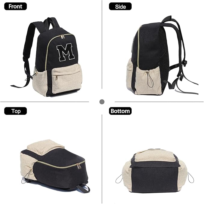 ESVAN Personalized Gifts Backpack Canvas Linen Nylon 17 inch Laptop Bag for Women Casual College