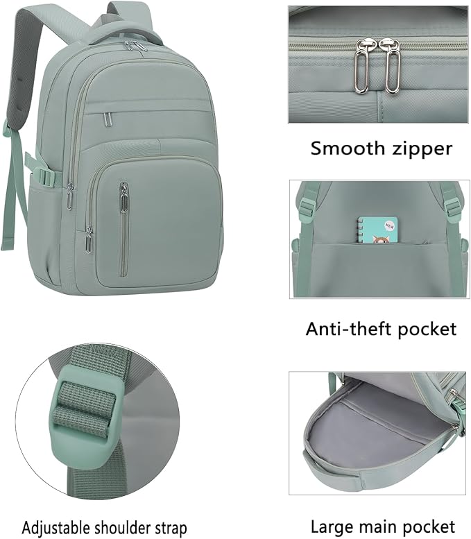 Cute School Backpack for Women Men Casual Travel Laptop Backpack Aesthetic Lightweight College Bookbags for Kids(Green)