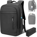 Laptop Backpack for Men Business Travel Laptop Backpack with USB Charger Lightweight Anti-Theft Water-Resistant Fits 15.6 Inch Laptop for Travel Daily Work Office College with Small Bag-Black