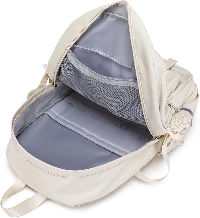 School Backpack for Girls & Women, Bookbag for Middle School & College, Large Travel Daypack for Laptop (White)