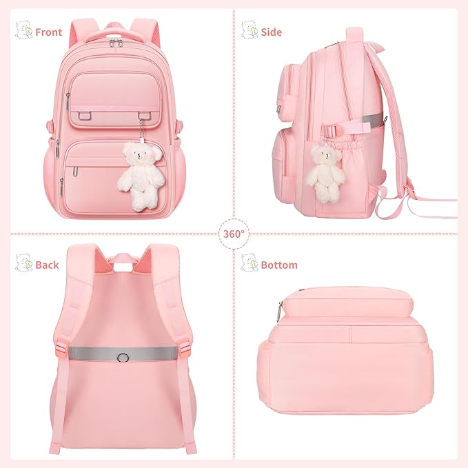 School Backpack for Kids Girls Cute Travel Backapck for College Women Men Casual Laptop Bookbag for Teen Student(Pink)