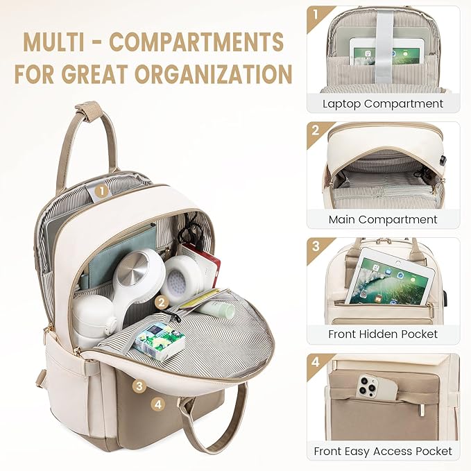 LOVEVOOK Backpack purse for Women, 14 Inch Laptop backpack with USB Port, Cute Waterproof Backpacks Stylish Travel Bags Vintage Daypacks Bookbag for College School Work
