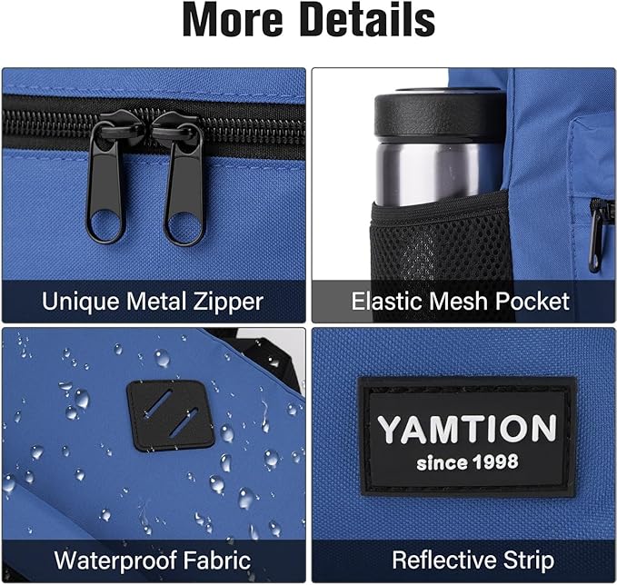 YAMTION School Backpack,Classic Bookbag Men and Teen Boy Schoolbag with USB Charging Port for High School College Office Work Travel