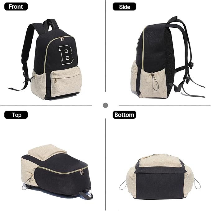 ESVAN Personalized Gifts Backpack Canvas Linen Nylon 17 inch Laptop Bag for Women Casual College