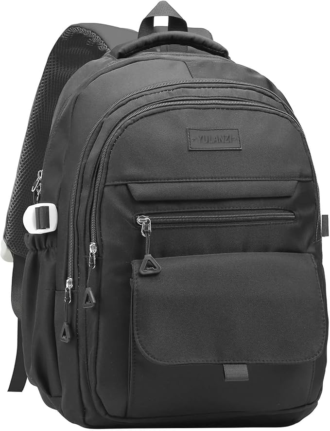 Phaoullzon Boys School Backpack for Girls, College Aesthetic Laptop Bookbag for Travel,Black