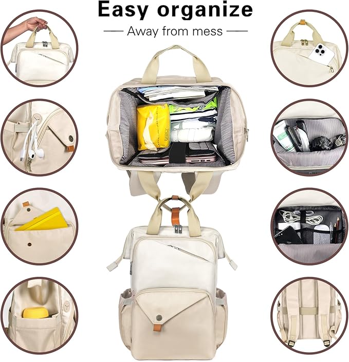 Hap Tim Laptop Backpack for Women - Work & Travel, Khaki (7651-KK)