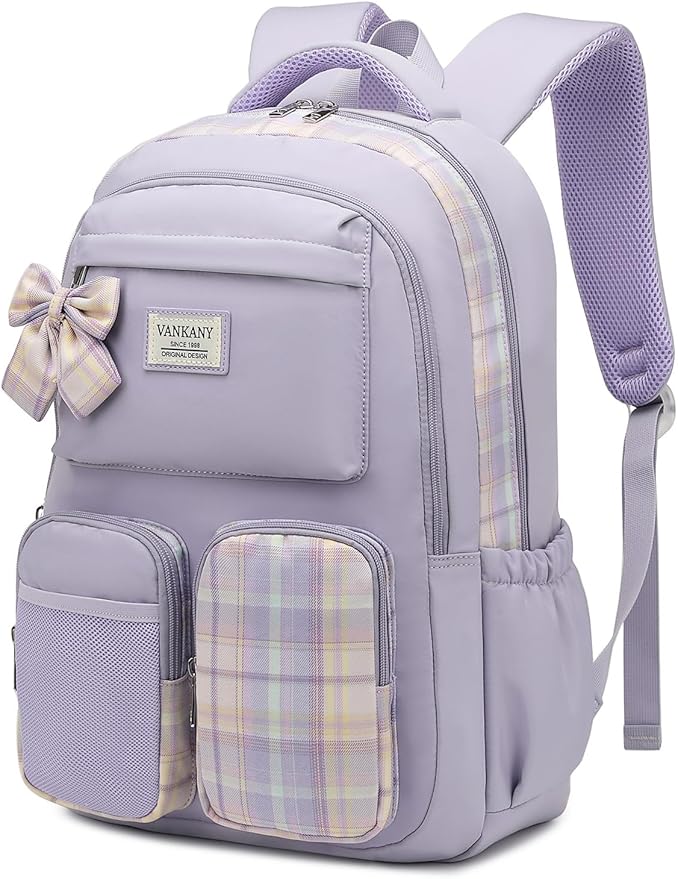 School Backpack for Teen Girls Cute Bookbags Middle High School College Laptop Bags Women Travel Teenage School Bag Daypack, Purple