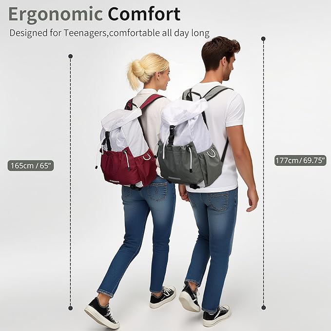 Drawstring Backpack for Teen Girls Boys, Work College Travel 17 Inch Laptop Backpack, Cute Back to School Bookbag, Casual Daypack for Middle High School University Daily Use Gym
