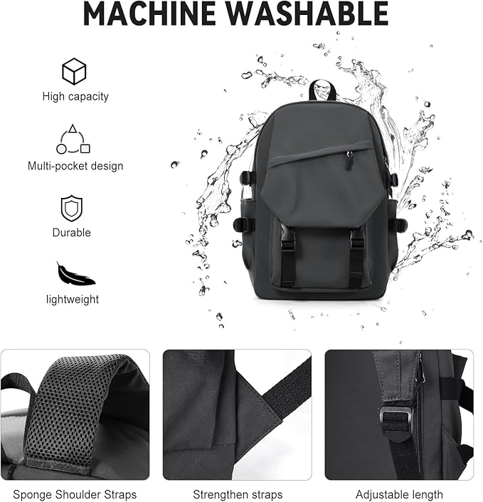 Casual Daypack Large upgraded version College Laptop Backpack for Men Women Water Resistant Lightweight School Bag Travel Rucksack for Sports High School Middle Bookbag for girls Size L(Dark grey)