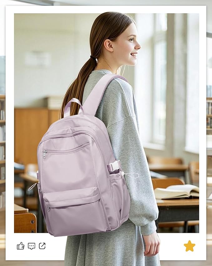 School Backpack for Teen Girls Lightweight College Backpack Women Travel Backpacks Waterproof High School Bookbag for Men Classic Casual Daypacks(Purple)