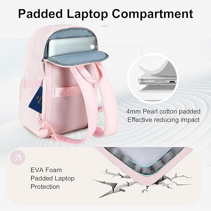 BTOOP Backpack for School Girls Teens Lightweight College Bookbag Casual Work Travel Laptop Backpack for Women Water Resistant Pink Backpacks(Pink)