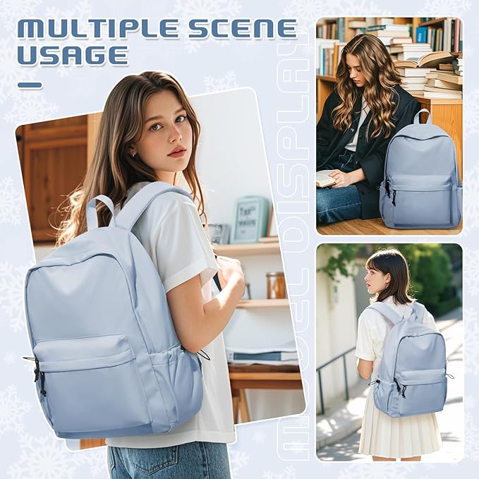 VECAVE School Backpack Blue Waterproof Bookbag Casual Lightweight Travel Rucksack Daypack Backpacks for Men Women College High School Bags backpack for Boys Girls Teens