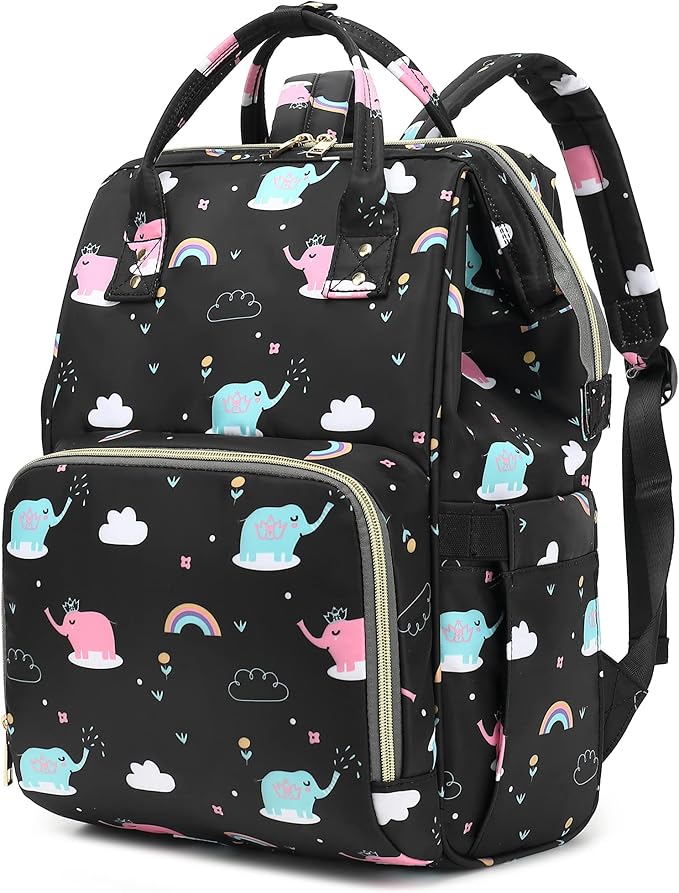 Elephant Laptop Backpack for Women Men, 15.6 inch College School Backpack Bookbag for Work/School/Travel/Business (Black)