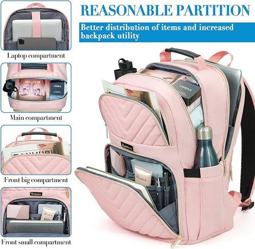 Backpack for Women, School Backpacks for Teen Girls, Stylish Cute Laptop Backpack, Teacher Student College Bookbags, Pink