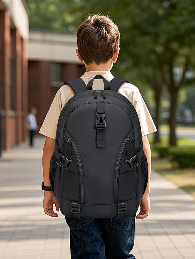 BLUEFAIRY High School Backpack for Girls Boys Middle School Bookbag for Kids Back to School Bag for College with Large Compartment Casual Daypack Mochilas para Niñas Adolescentes 18" Coal Black