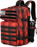 25L Tactical Backpack for Men and Women Military Backpack Small Assault Pack Molle Backpack Bug Out Bag Travel Rucksack Daypack (Red Plaid)