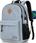 Backpack for Women Men, Casual School Backpack for Girls Boys Teens, 17.3 Inch Laptop Bookbag with USB Charger for College High School back pack lightweight mochilas para hombres, Grey