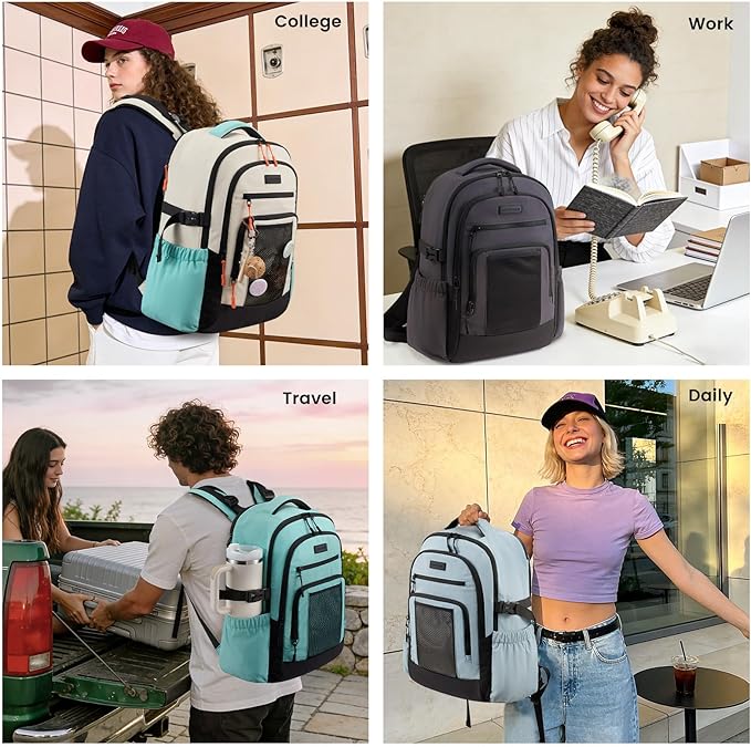LOVEVOOK Laptop Backpack for Women with Large Cup Holder,17.3 Inch Work Computer Bag with Chest Buckle Back Pad Shoulder Buckle,Waterproof Business Backpack College Teacher Bag for Gift Travel