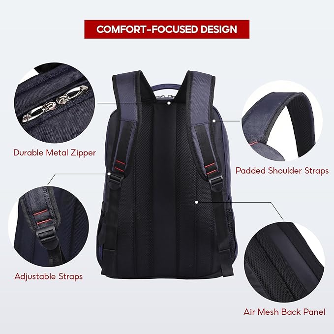 SAKOS BRISK 15.6 Inch Travel Backpack For Men, Laptop Backpack For Men, Business Professionals, Personal Item TSA Approved With Laptop Compartment, Travel Essentials, Carry On Luggage, Dark Blue