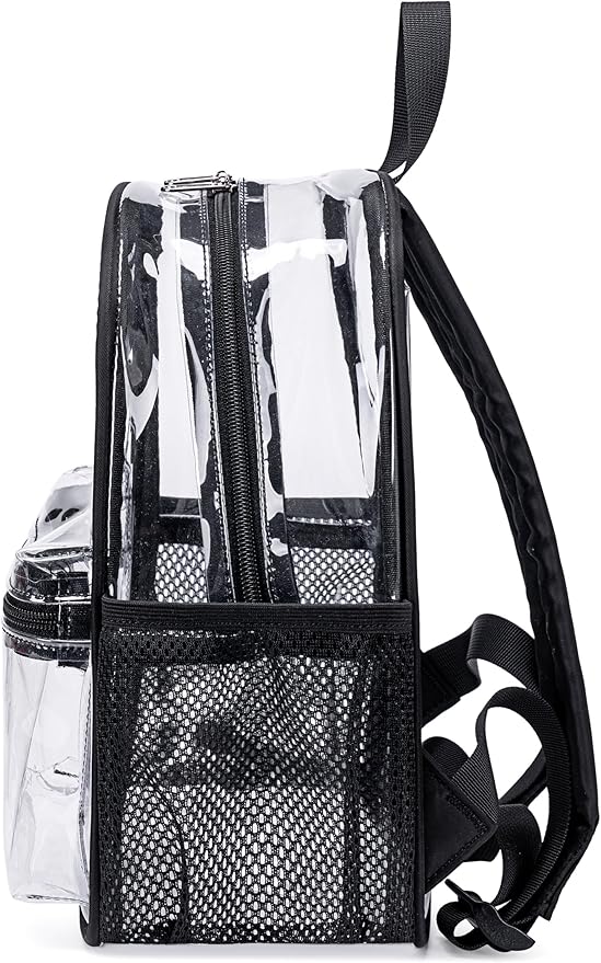 BTOOP Clear Mini Backpack for Stadium Events 12x12x6 Small Transparent Backpacks Plastic See Through Clear Bag for Concerts Work Festival Security Travel