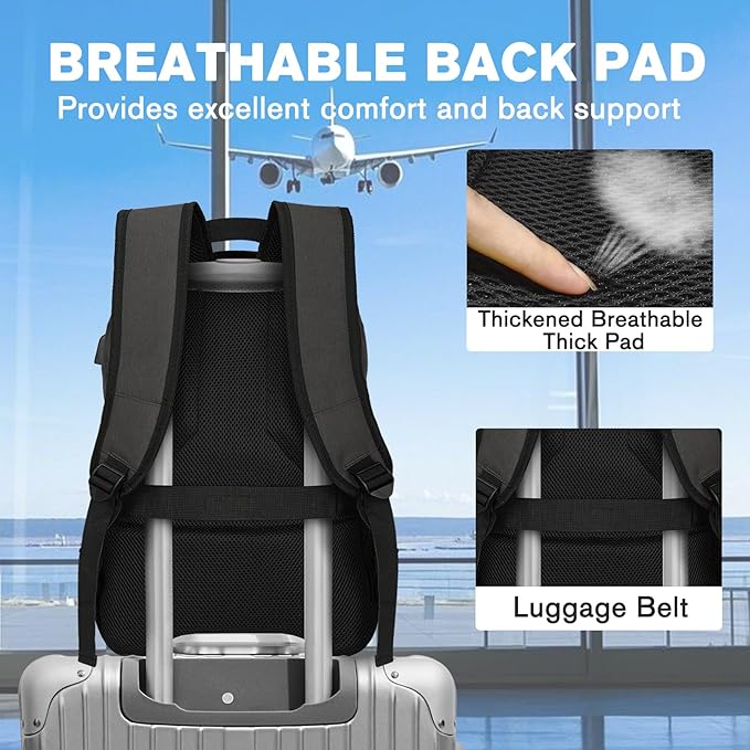 Goloni Multi-functional Travel Backpack, Large Capacity for Men Women Waterproof Business Work Bag, College Laptop Backpack with USB Charging Port, Suitable for 17-inch Computers
