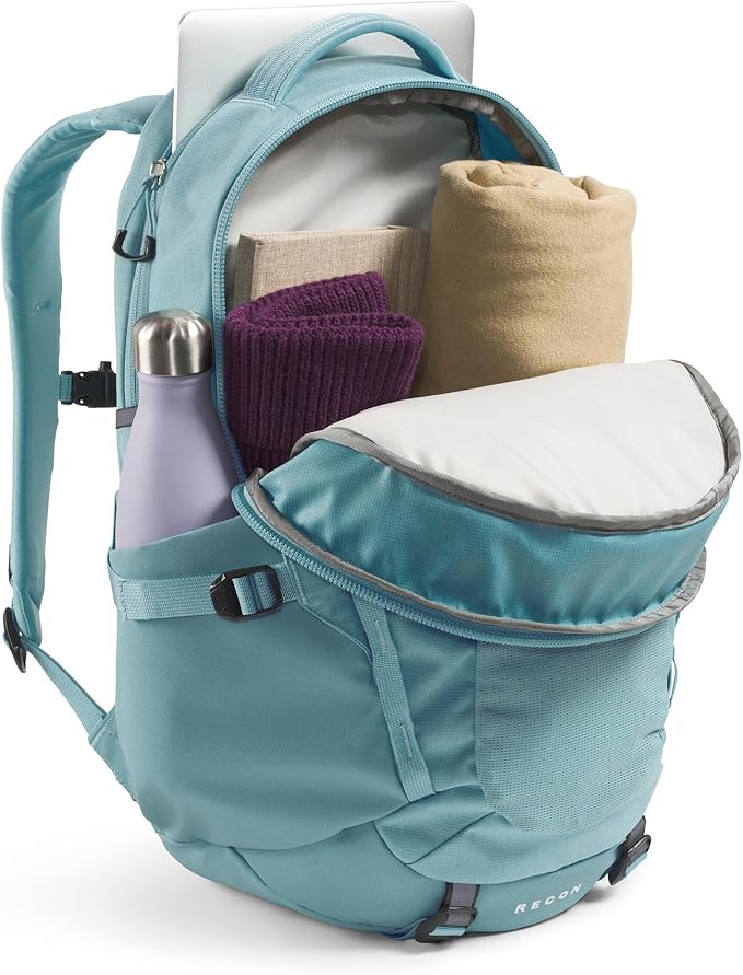 The North Face Women's Recon Everyday Laptop Backpack - Commuter Travel Bag, 18" Laptop Sleeve, Water-Repellent, Blue Eclipse Light Heather/Blue Eclipse, One Size