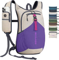 20L Small Hiking Backpack for Men Women Foldable Packable Back Pack Ultralight Hiking Daypack for Travel Camping Outdoor, Beige Purple