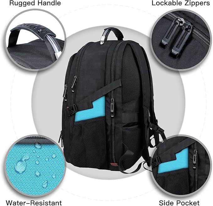 Large Travel Laptop Backpack, 18.4 Inch Laptop Backpacks for Men Women, 55L Anti Theft Water Resistant College Bussiness TSA Airline Approved Work Computer Backpack, Lake Blue