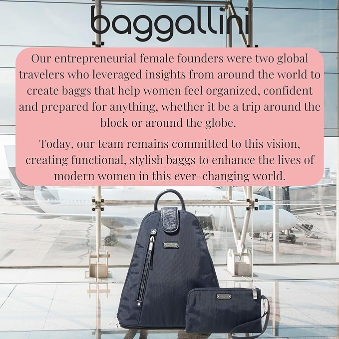 Baggallini Metro Backpack with RFID Phone Wristlet - 9x11 Convertible Sling Bag for Women with Adjustable Shoulder Straps