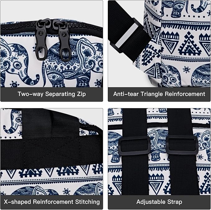 Women’s Backpack Purse Medium Size with Trolley Sleeve, Adjustable Strap/Top Handle, Water Resistant Travel Daypack, Elephant