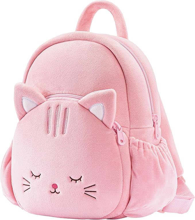 Lazada Back to School Gifts for Girls Cat Plush Toddler Backpack for Girls Cat Animal Design Kitty Kids Backpack Soft Backpack for Baby Girls11 inches.