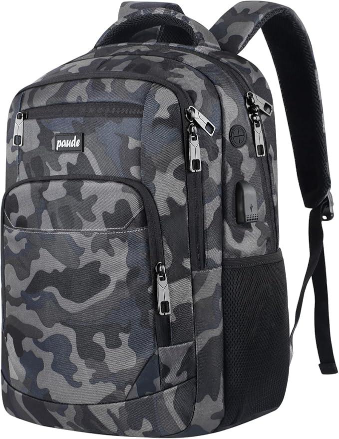 Paude Backpack for Men,College Backpack School Bookbag for Teens,Laptop Bookbag with USB Port and Headphone Hole