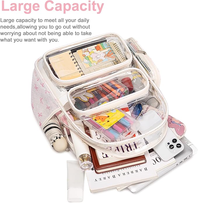 BTOOP Clear Backpack Heavy Duty Transparent Backpack 17" See Through Bookbag for College Work Festival Security with Padded Strap Large Capacity