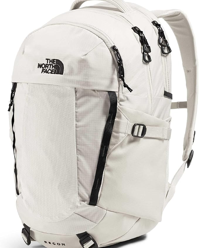 The North Face Women's Recon Everyday Laptop Backpack - Commuter Travel Bag, 18" Laptop Sleeve, Water-Repellent, White Dune/TNF Black, One Size