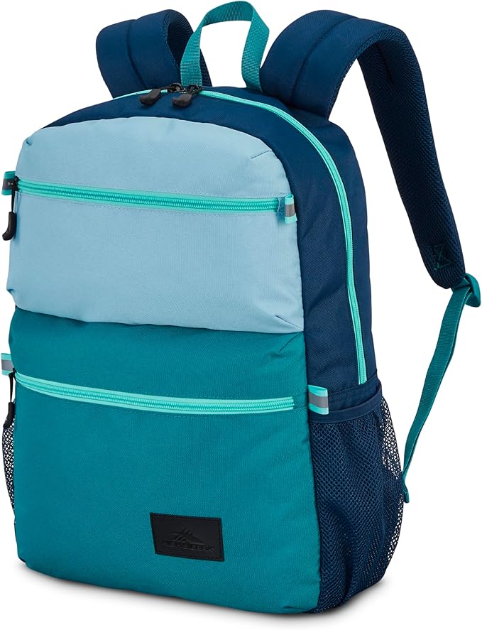High Sierra Everclass Backpack - Travel or Work Laptop Bookbag with 360° Reflectivity, Dual Water Bottle Pockets & Fits Laptops Up To 15.6”, One Size, Glacial Blue/Sea/Tide Navy