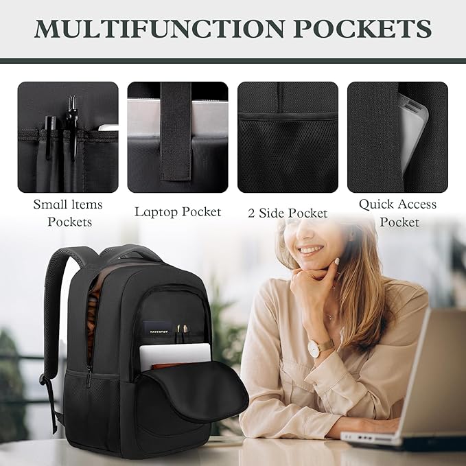 Travel Laptop Backpack 17 Inch, Durable Professional Travel Backpack for Men Women with LifetimeWarranty, Airline Approved Big Large Business Work School College Computer Backpack, Black