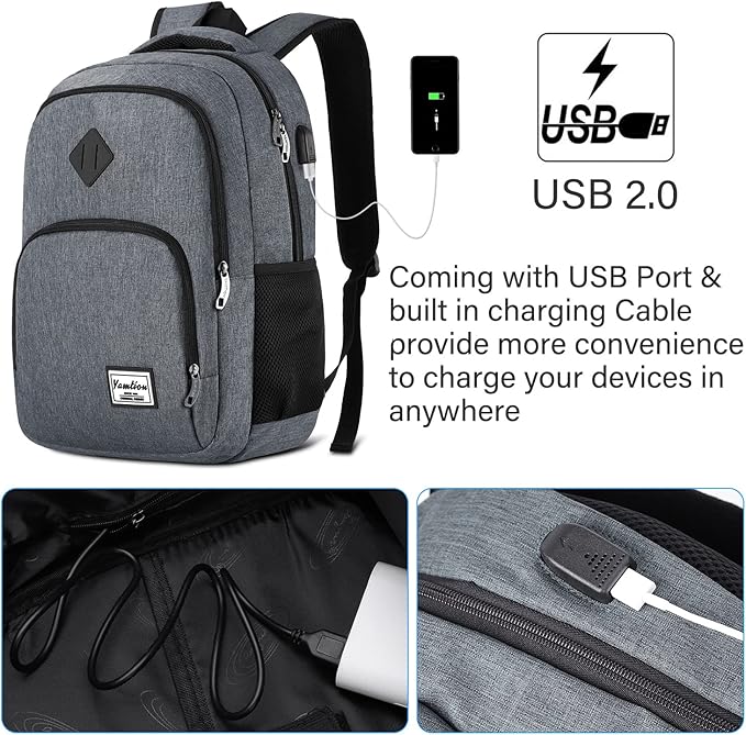 YAMTION 17.3 Inch Travel Backpack for Men and Women,School Bookbag for Teenager,Computer Backpack with USB Charging port for Business Work College Travel Trip