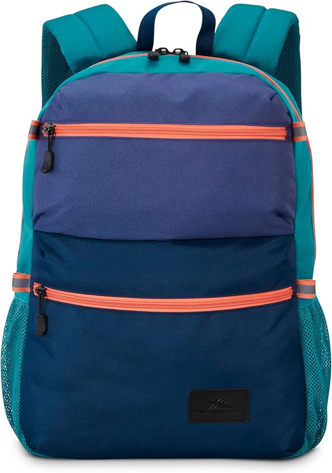High Sierra Everclass Backpack - Travel or Work Laptop Bookbag with 360° Reflectivity, Dual Water Bottle Pockets & Fits Laptops Up To 15.6”, One Size, Dusk Purple/True Navy/Sea