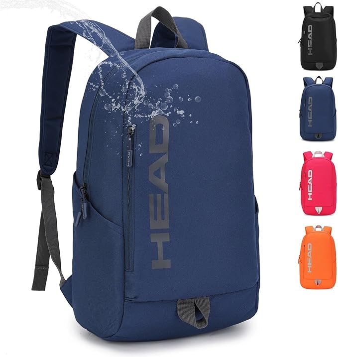 HEAD Waterproof Gym Backpack for Women/Men, Compact Laptop Backpack for College/Sport/Fitness/Work/Daily, (Navy Blue)