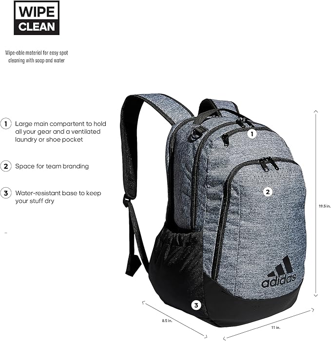 adidas Defender Sports Backpack with Shoe Compartment, Soccer Bag