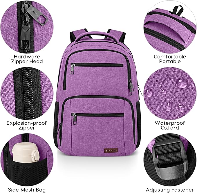 BIKROD Backpack for Girls Women, School Backpack for Teen Boys, Lightweight Casual High School Bookbag, Daily-use Travel Laptop Backpack with USB Charging Port Fits 15.6 Inch Notebook