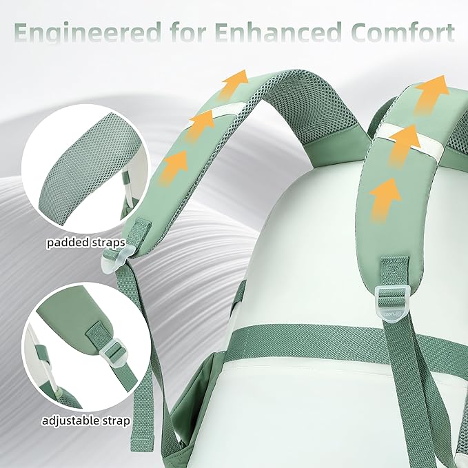 Laptop Backpack 16 Inch Kids Elementary Middle High School Bag College Backpacks Women Work Business Back Pack Travel Rucksack Large Bowknot Bookbag for Teens Girls Womens Students (Green)