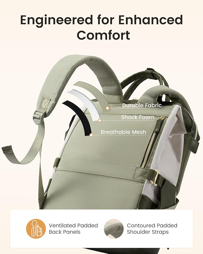LOVEVOOK Laptop Backpack for Women with Giant Tumbler Holder,15.6 inch Professional Nurse Teacher Backpack Computer Laptop Bag,Cute Waterproof Travel Backpack Purse Work College Bag, Grey-Pink