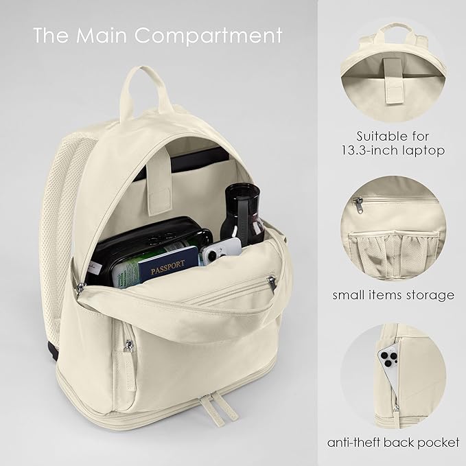Gym Backpack for Women Men, Lightweight Gym Bag with Shoe Compartment, Waterproof Workout Backpack with Wet Pocket