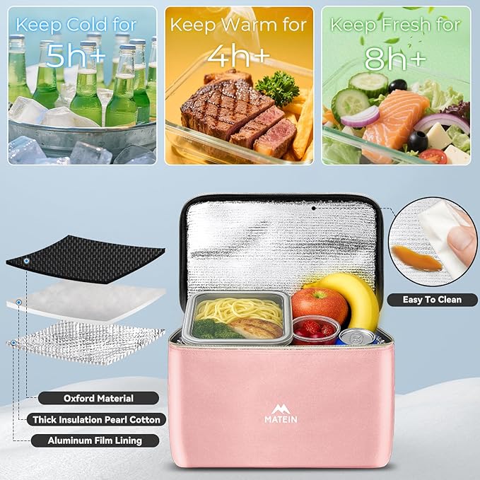 MATEIN Lunch Backpack for Women, 15.6 Inch Work Backpack with Laptop Compartment, College Computer Lunchbox Backpacks with Insulated Lunch box Meal Prep Bag for Teens Office Commute College, 2pcs Set