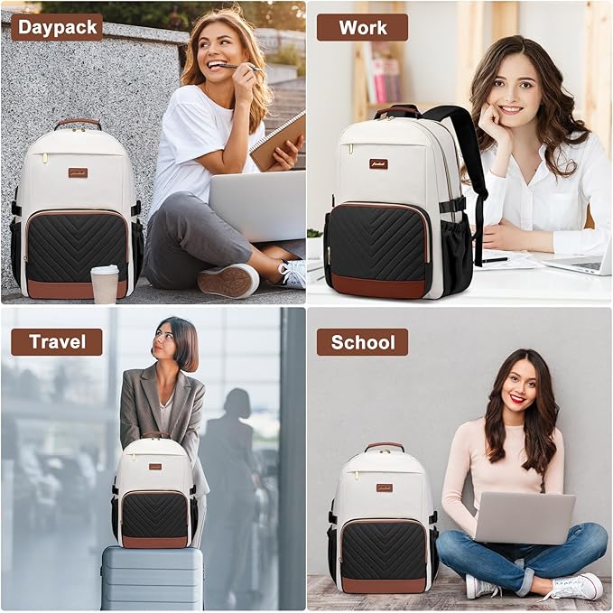 Large Laptop Backpack for Women Bookbag: 18 inch Work School Backpacks with Pocket for Large Capacity Cup & USB Charger College Book Bag Travel Business Nurse Teacher Bookbags Anti-theft Back Pack